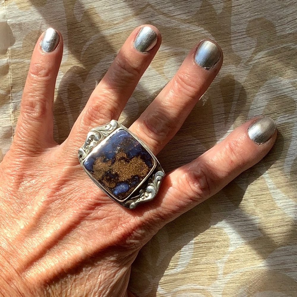 Sterling ring, boulder opal , 8.5 - Picture 8 of 8